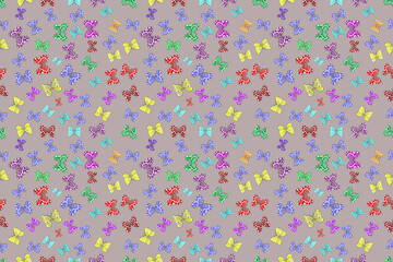 Seamless pattern with interesting doodles on colorfil background. Pano. Raster illustration.