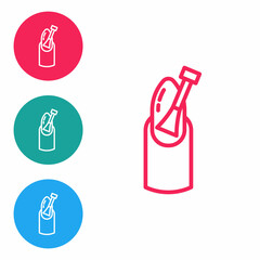 Red line Nail manicure icon isolated on white background. Set icons in circle buttons. Vector