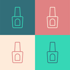 Fototapeta premium Pop art line Bottle of nail polish icon isolated on color background. Vector