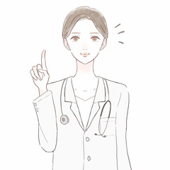 指をさしながら説明している女性医師