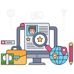 An editable design illustration of job research