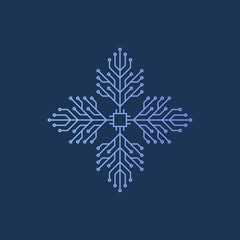Digital technology logo design with snowflake shape