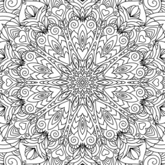 Zentangle inspired mandala zen doodle illustration with tribal boho chic ornaments. Oriental ornamental background.
