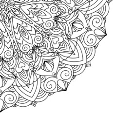 Zentangle inspired mandala zen doodle illustration with tribal boho chic ornaments. Oriental ornamental background.
