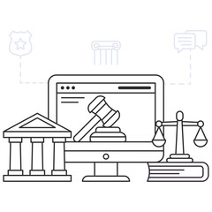 Obraz premium Modern design illustration of online court