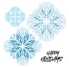 Snowflake illustration in blue color isolated on white