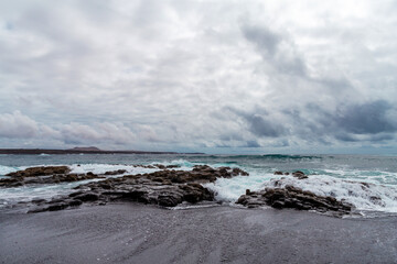 A view of a beach of Lanzarote, Canary Islands, Spain.