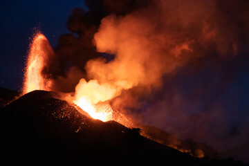 Cumbre Vieja / La Palma (Canary Islands) 2021/10/27 Medium exposure shot from Cumbre Vieja volcano...