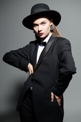 girl in evening pantsuit