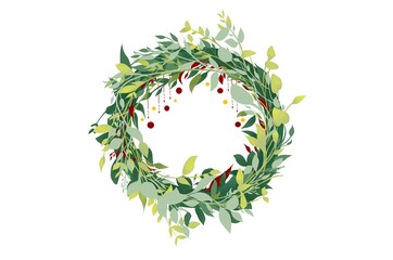 Christmas wreath isolated hand drawn on white background design