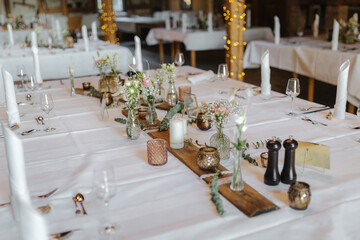 Beautiful table decoration at a wedding