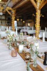 Fototapeta na wymiar Beautiful table decoration at a wedding