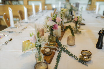Beautiful table decoration at a wedding