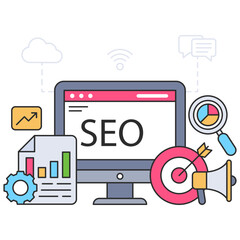 An illustration design of SEO in flat style