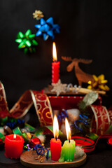 クリスマスキャンドルと装飾品