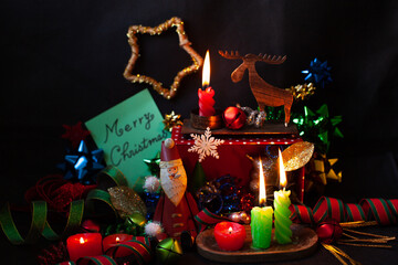 クリスマスキャンドルと装飾品