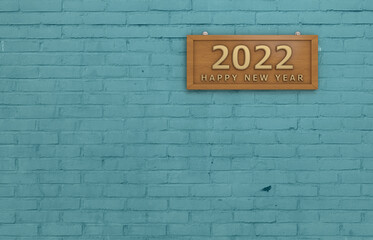 Fototapeta na wymiar New Year 2022 Creative Design Concept with name board - 3D Rendered Image 