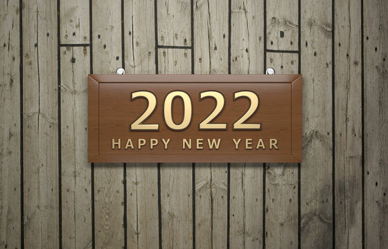 New Year 2022 Creative Design Concept with name board - 3D Rendered Image	
