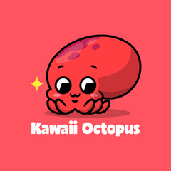 A CUTE RED OCTOPUS CARTOON MASCOT.