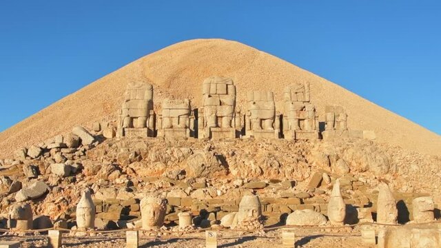 Nemrut 2,134-metre-high mountain in southeastern Turkey, notable for summit where a number of large statues are erected around what is assumed to be royal tomb from the 1st century BC