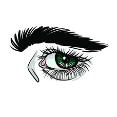 Sketch of an eye with an eyebrow. Vector element for design.