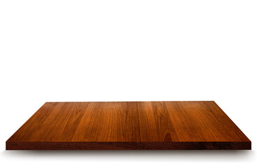 Empty wooden table with for product placement or montage with focus to table. Wooden board surface, Clipping path