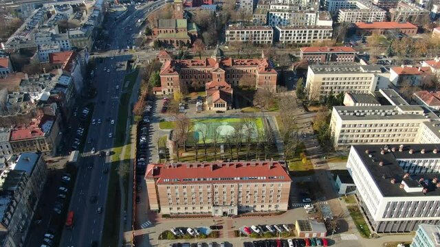 Aerial view of Krakow University of Economics (Uniwersytet Ekonomiczny), Poland
