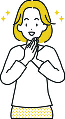 キラキラ喜ぶ女性イラスト