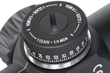 Windage adjustment dial on a riflescope