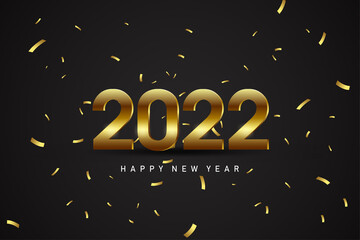 new year 2022 with gold numbers on black background