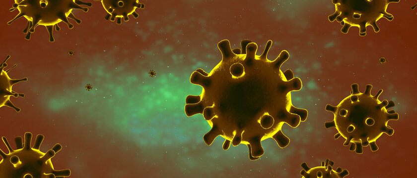 New variant monkeypox virus cells. 3d illustration.