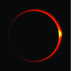 solar eclipse in the dark with a glow on the right