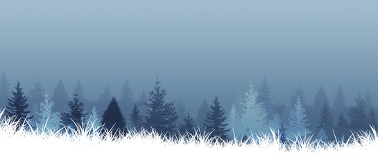 winter fir trees forest banner