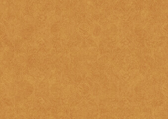 Hand-drawn unique abstract symmetrical seamless ornament. Light yellow on a darker yellow background, paper texture. Digital artwork, A4. (pattern: p04b)