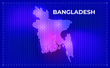 Bangladesh Digital Map with glowing Dots and Technology background