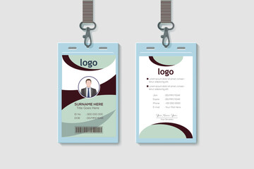 Corporate Office Vertical Double-sided ID Card Design Template. Flat Identity Card Design Vector Illustration