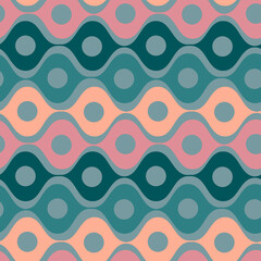 Stylized waves and circles between them. Wallpapers, textiles, packaging, background for websites or mobile applications