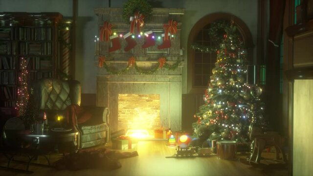 christmas room background render 3d