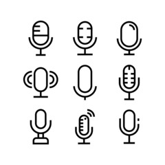 Microphone icon set isolated on white background
