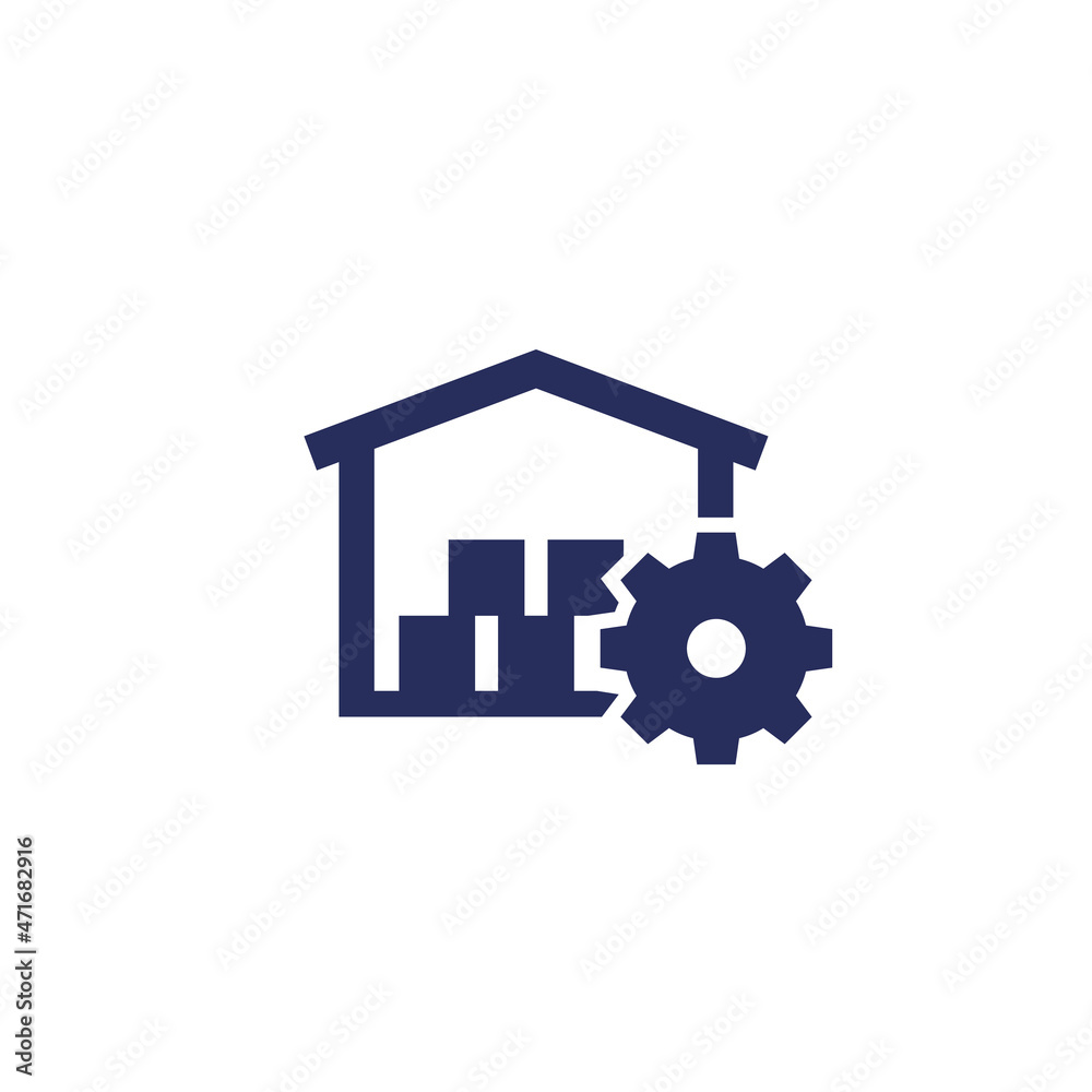 Sticker warehouse, distribution optimization icon on white