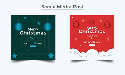 Merry Christmas Sale Social Media Post Design Template