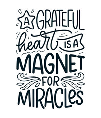 Fototapeta premium Hand drawn lettering quote about Gratitude. Cool phrase for print and poster design. Inspirational slogan. Vector