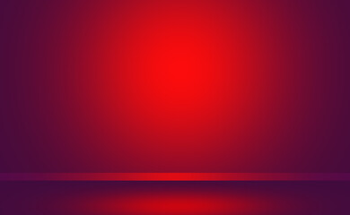 Red studio room background with lighting with an empty space for the design of your product.