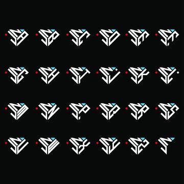 NJA to NJZ letter logo creative design, Multiple triple letter logo design