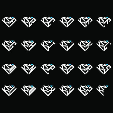 NKA to NKZ letter logo creative design, Multiple triple letter logo design