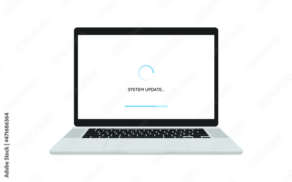 Fototapete computer laptop repair or installing software system development concept. data system update or sync