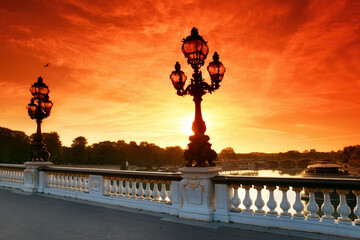 Alexandre III bridge in the 8th arrondissement of Paris city