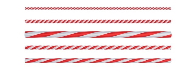 Candy canes sticks isolated on white background, Christmas striped pattern. 3d illustration