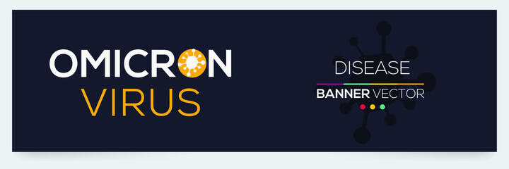 Obraz premium Omicron virus, new COVID-19 variant, Banner Word with Icons, Vector illustration.