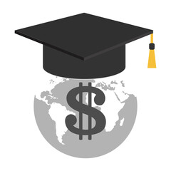 Illustration of a student hat with a globe. Investment in education.